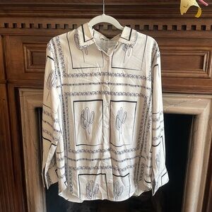 Commense Black and Cream Patterned Long Sleeve Shirt